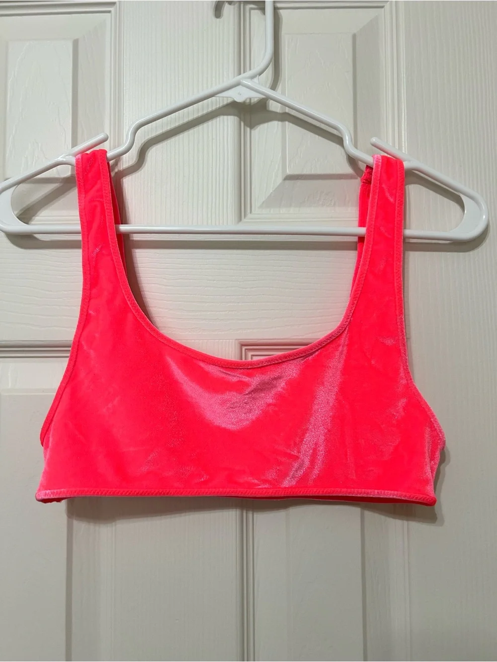 triangl swimwear Neon Pink/Coral Velvet Bikini Top LIKE NEW edm tropical resort